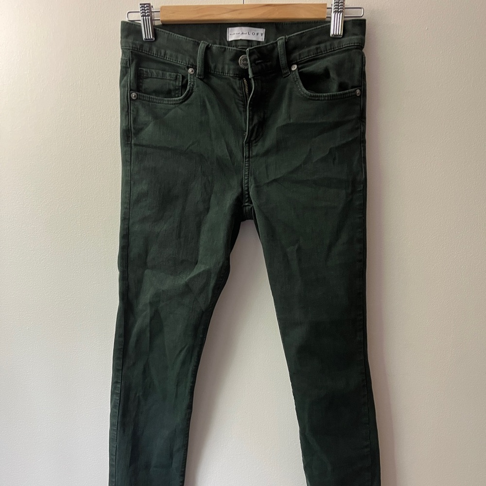 LOFT Frayed Hem Green Jeans